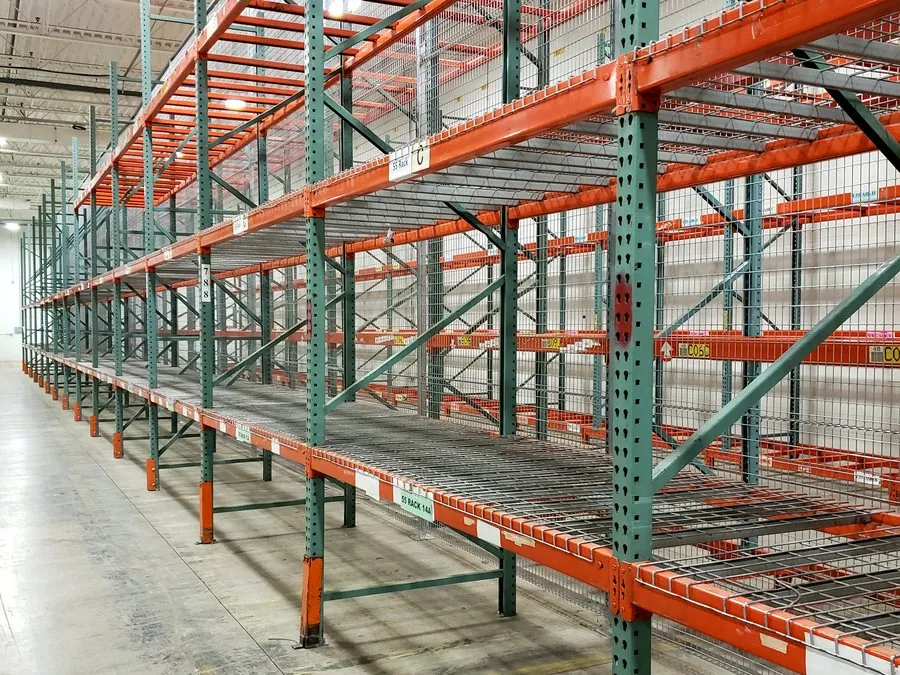 Pallet racking reinstalled in a warehouse